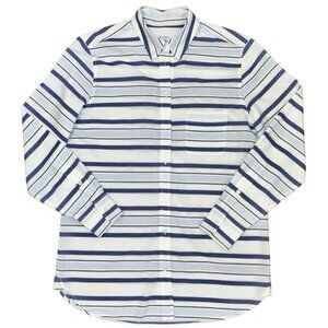 Equipment Femme Blue White Striped Cotton Button Down Shirt S Classic Workwear